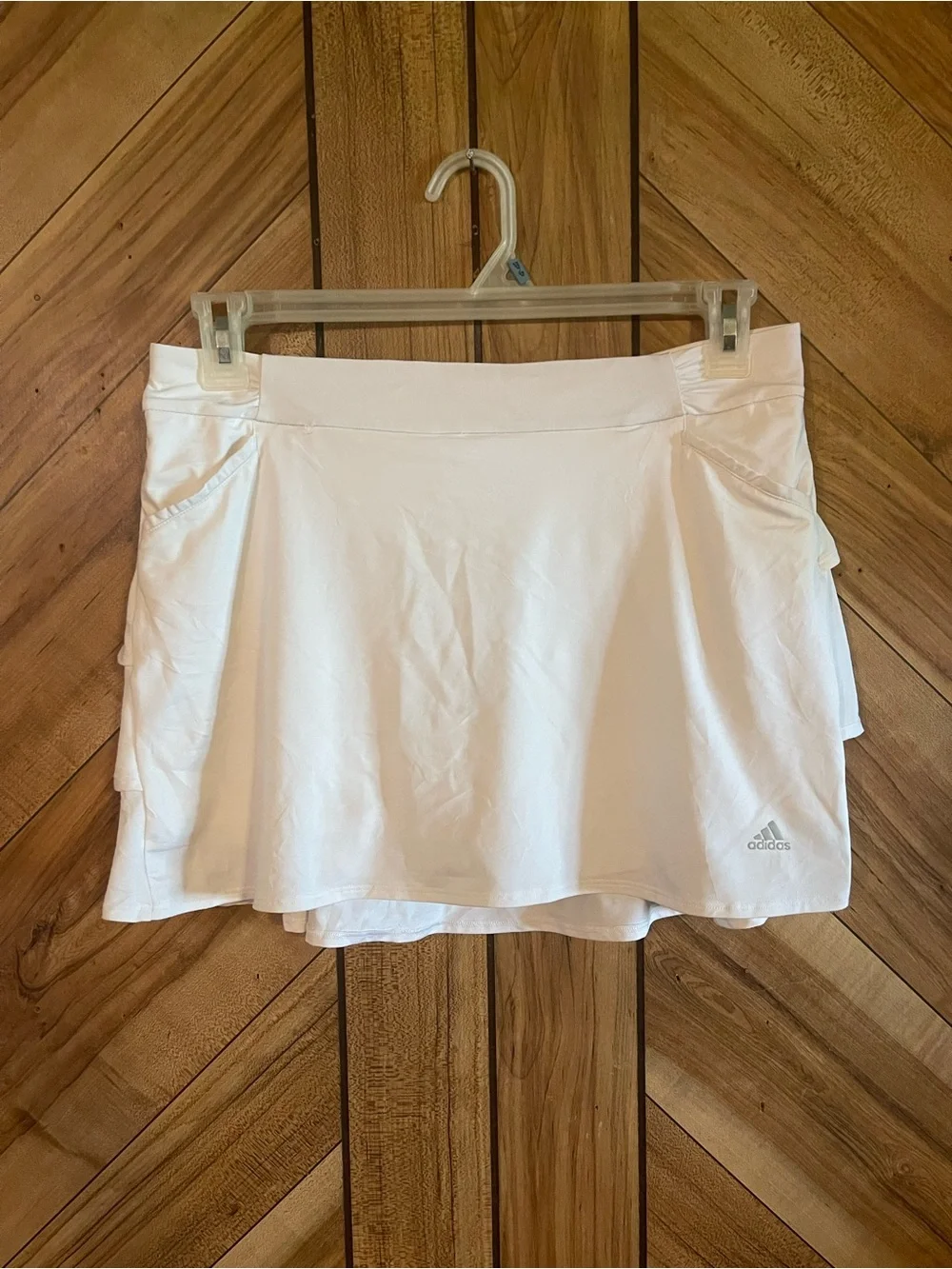 Adidas Girls XL White Golf Skort Tiered Ruffle Tennis Skirt Shorts Athletic - Picture 2 of 11